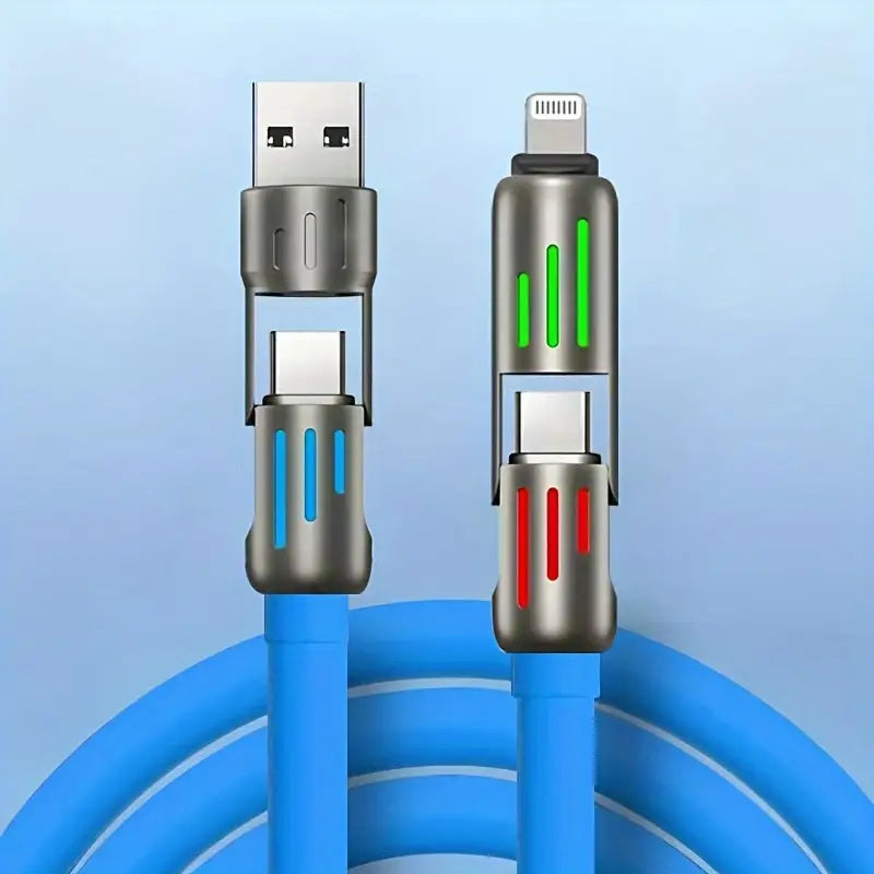 Hihowin 4-in-1 charging cable, 100W fast charging, stylish breathing light