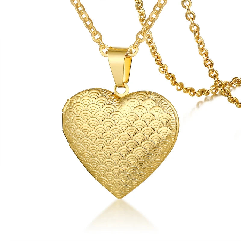 VNOX Heart Locket Necklace with Picture and Name for Women
