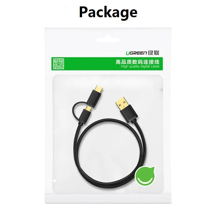 UEREEN Micro USB-C Latauskaapeli – Pikalataus Android-laitteille – Lyhyt 25 cm