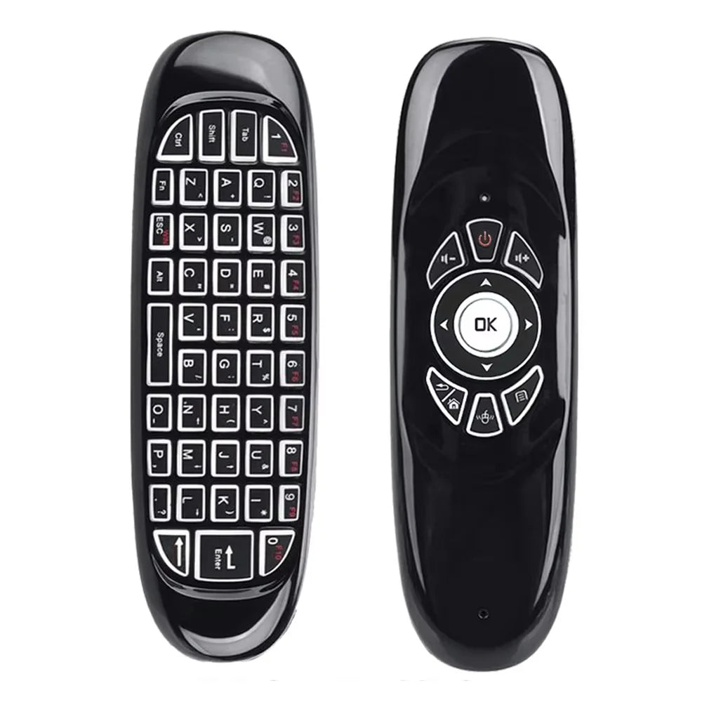 C120 Taustavalaistu Ilmahiiri – 2.4G Langaton Mini-näppäimistö Gyroskoopilla Smart TV:lle
