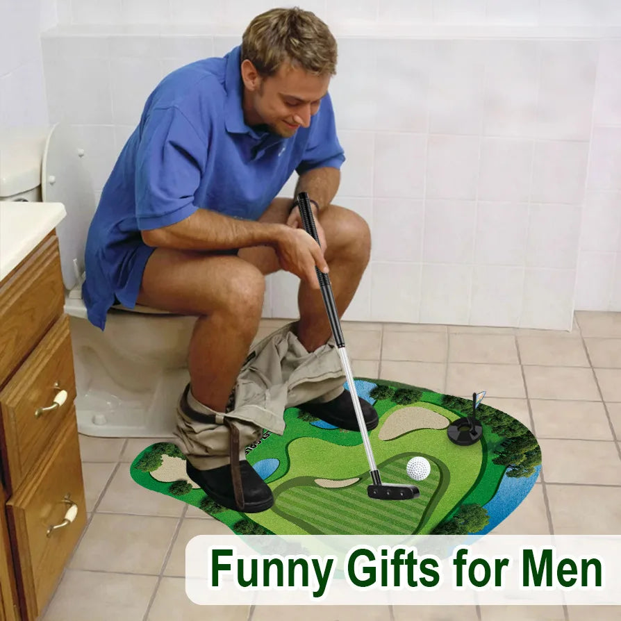 A fun toilet golf game, a gift idea for dad or boyfriend