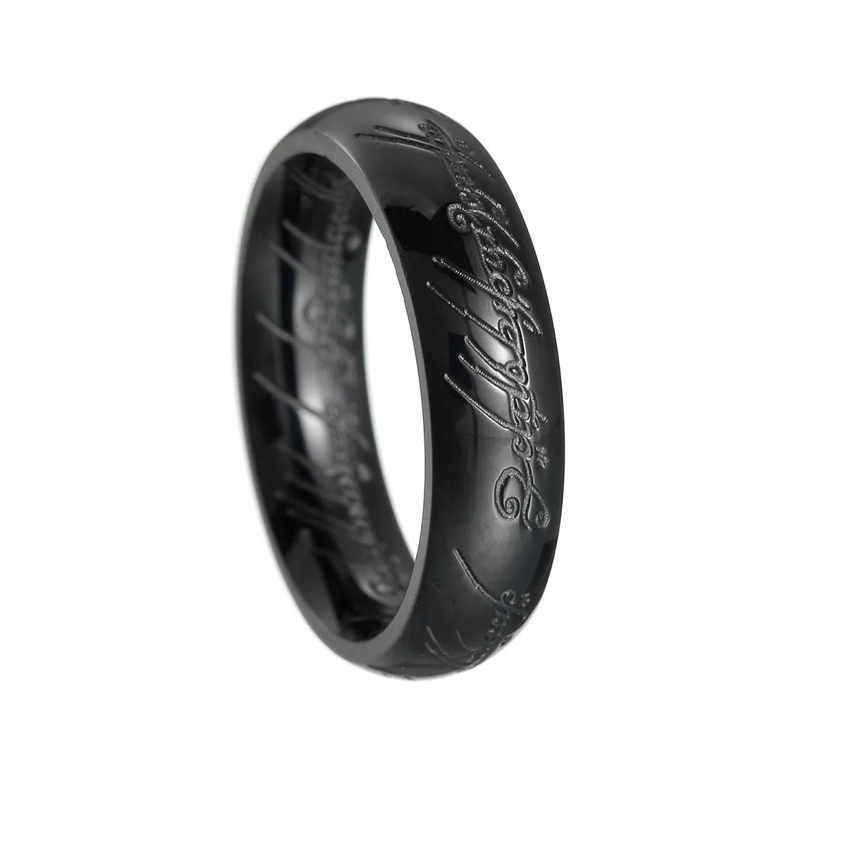 Rings of Power 3D engraved ring for men, gold or black