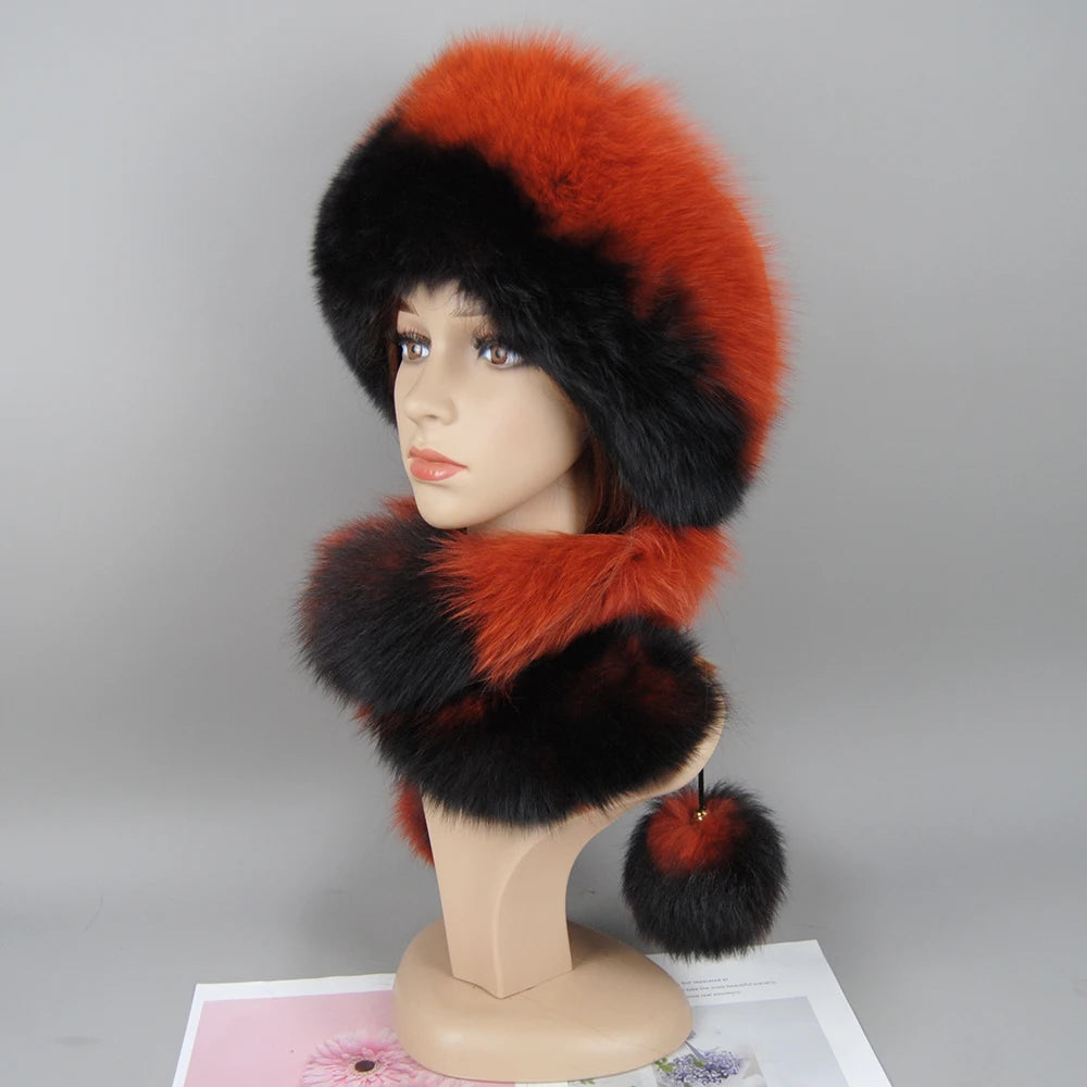Women's genuine fox fur hat, different shades