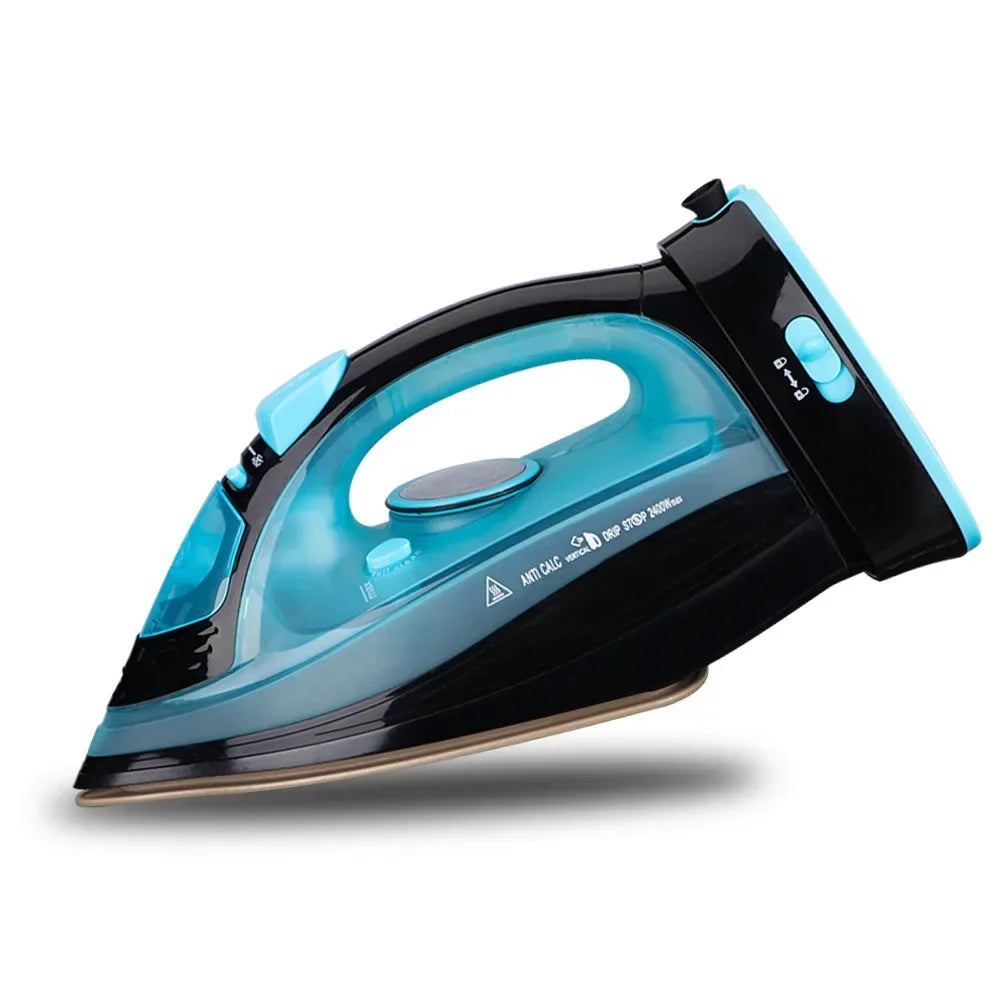 Portable steam iron, dock-mounted