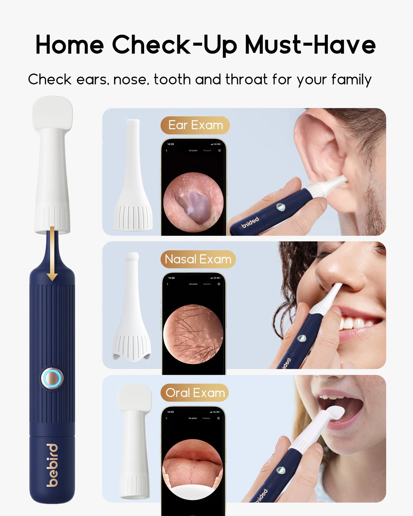 Bebird EarSight Plus I35R Visual Ear Cleaner - Bendable HD Camera, Tweezers, Earwax Pack