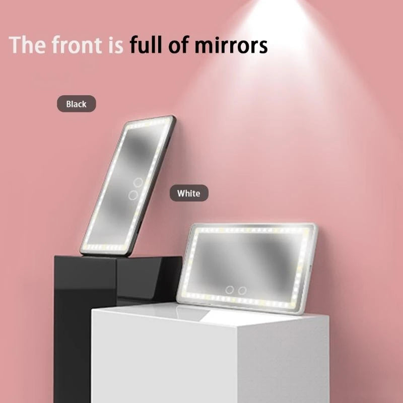 Car LED makeup mirror, adjustable brightness, touch function, sun protection