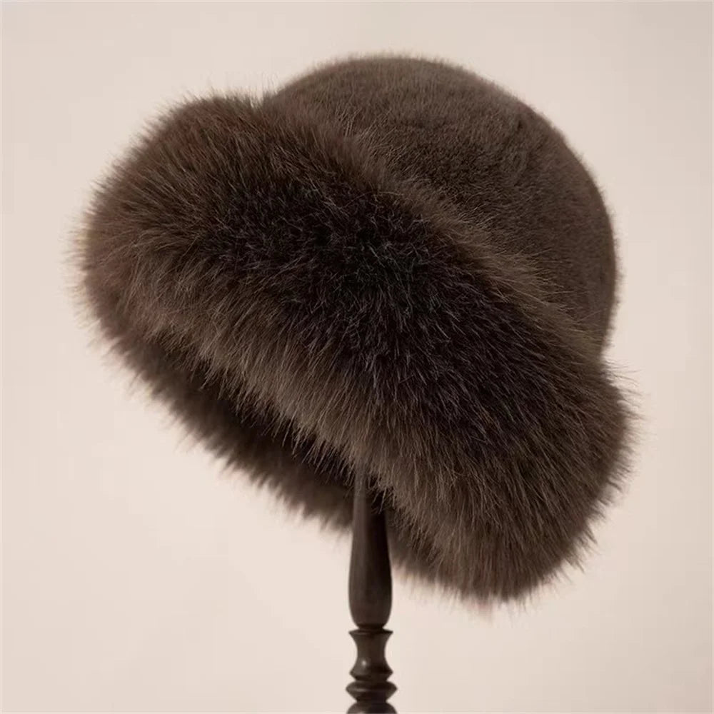 Luxury mink fur hat for winter, different colors