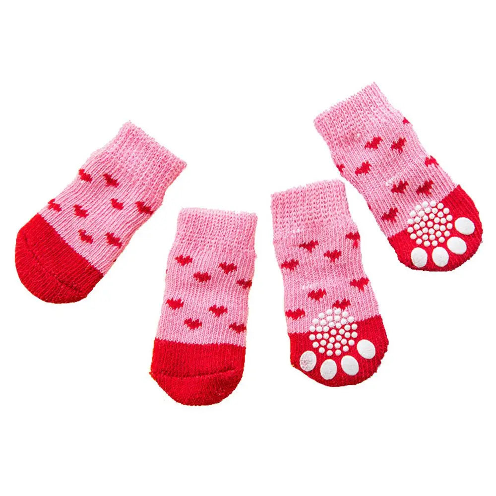 Breathable dog socks 4pcs, cotton socks with non-slip soles for dogs and cats