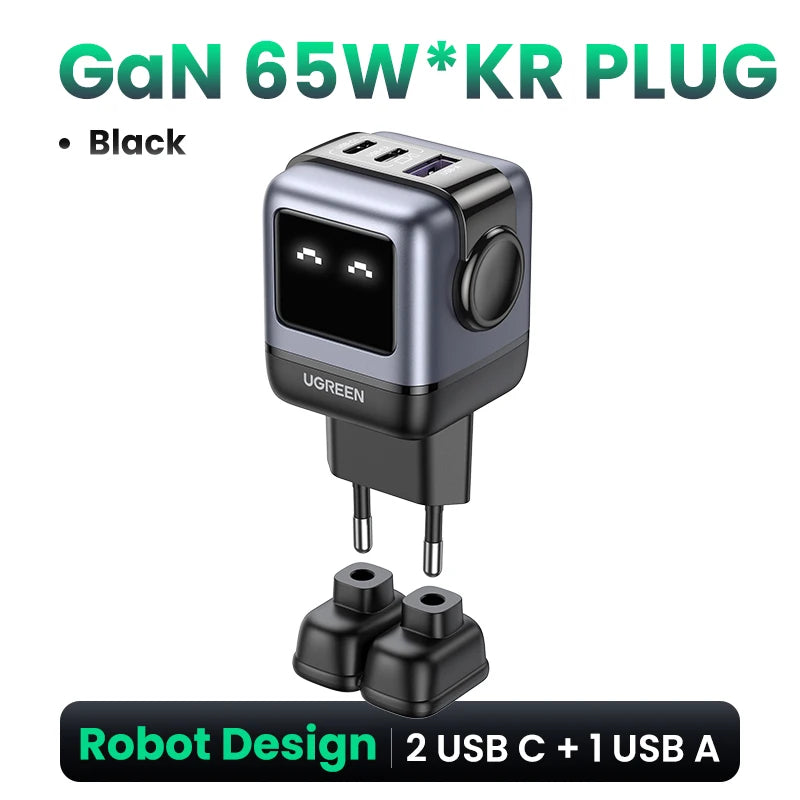 UGREEN 65W GaN Laturi Robot-muotoilu - PD Pikalaturi MacBook Pro, iPad, iPhone 16/15 Pro