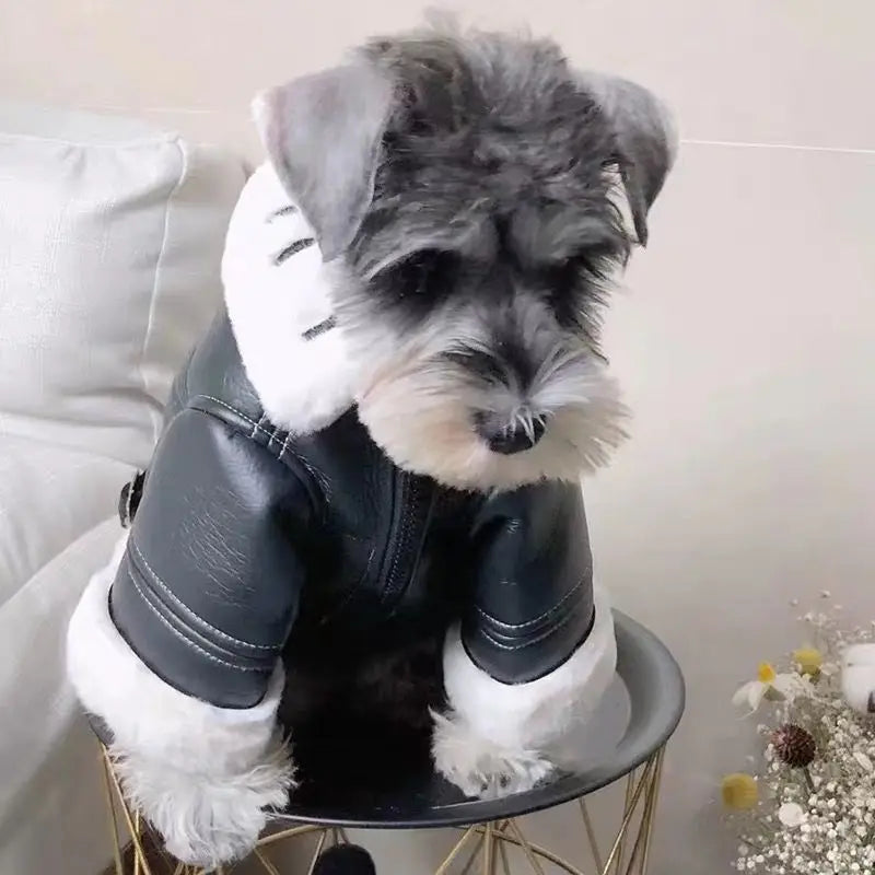 Dog winter coat with fur collar, for small dogs