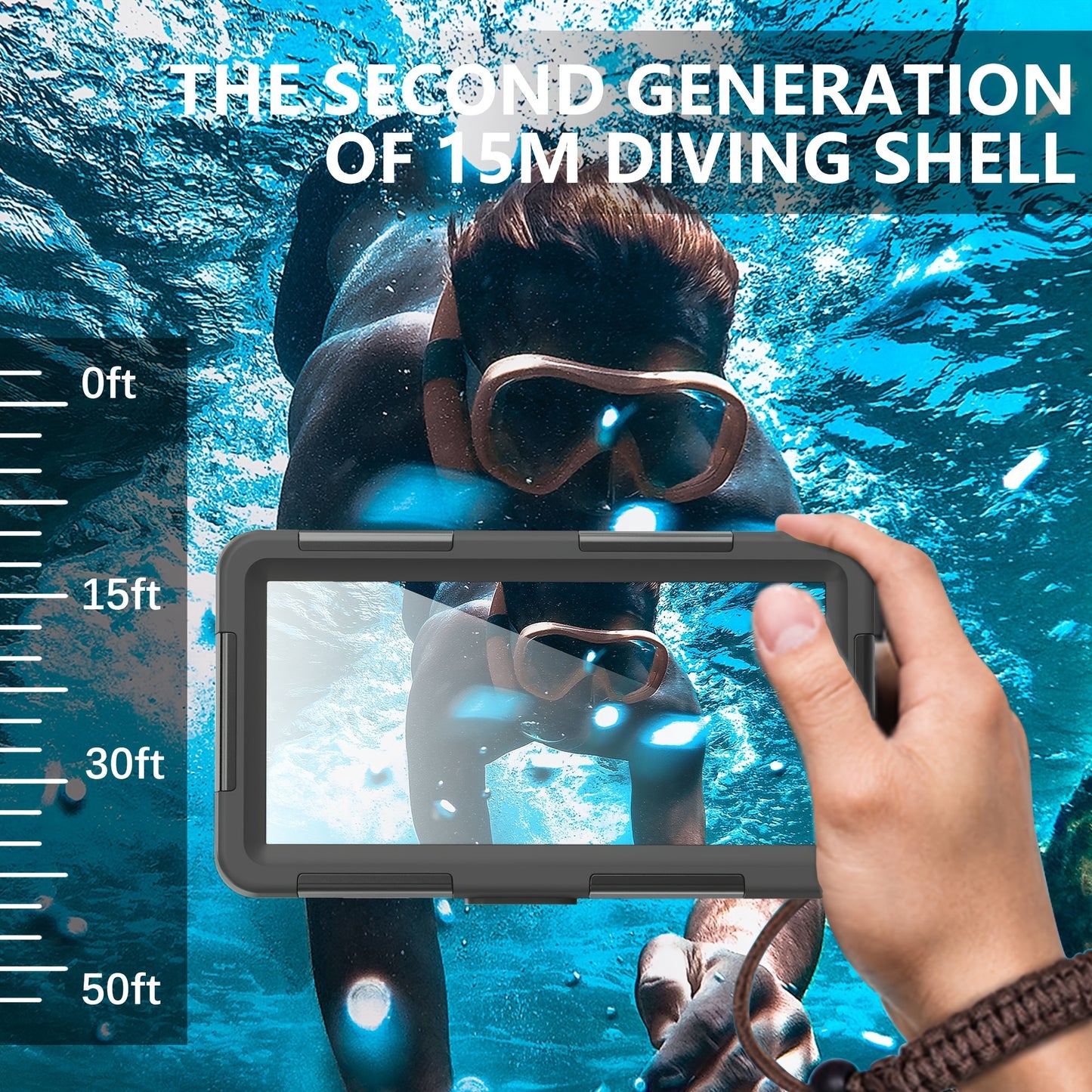 Waterproof phone case for 15m diving