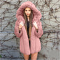 Women's medium length fashion fur coat, elegant design, premium faux fur
