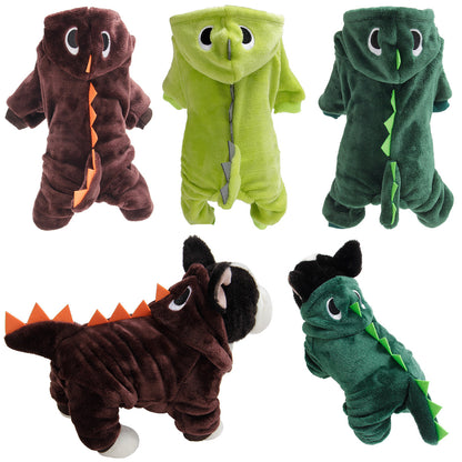 Pet Dinosaur Hoodie - Soft Coral Fleece