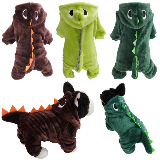 Pet Dinosaur Hoodie - Soft Coral Fleece