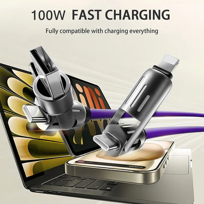 Hihowin 4-in-1 charging cable, 100W fast charging, stylish breathing light