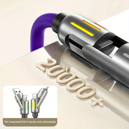 Hihowin 4-in-1 charging cable, 100W fast charging, stylish breathing light