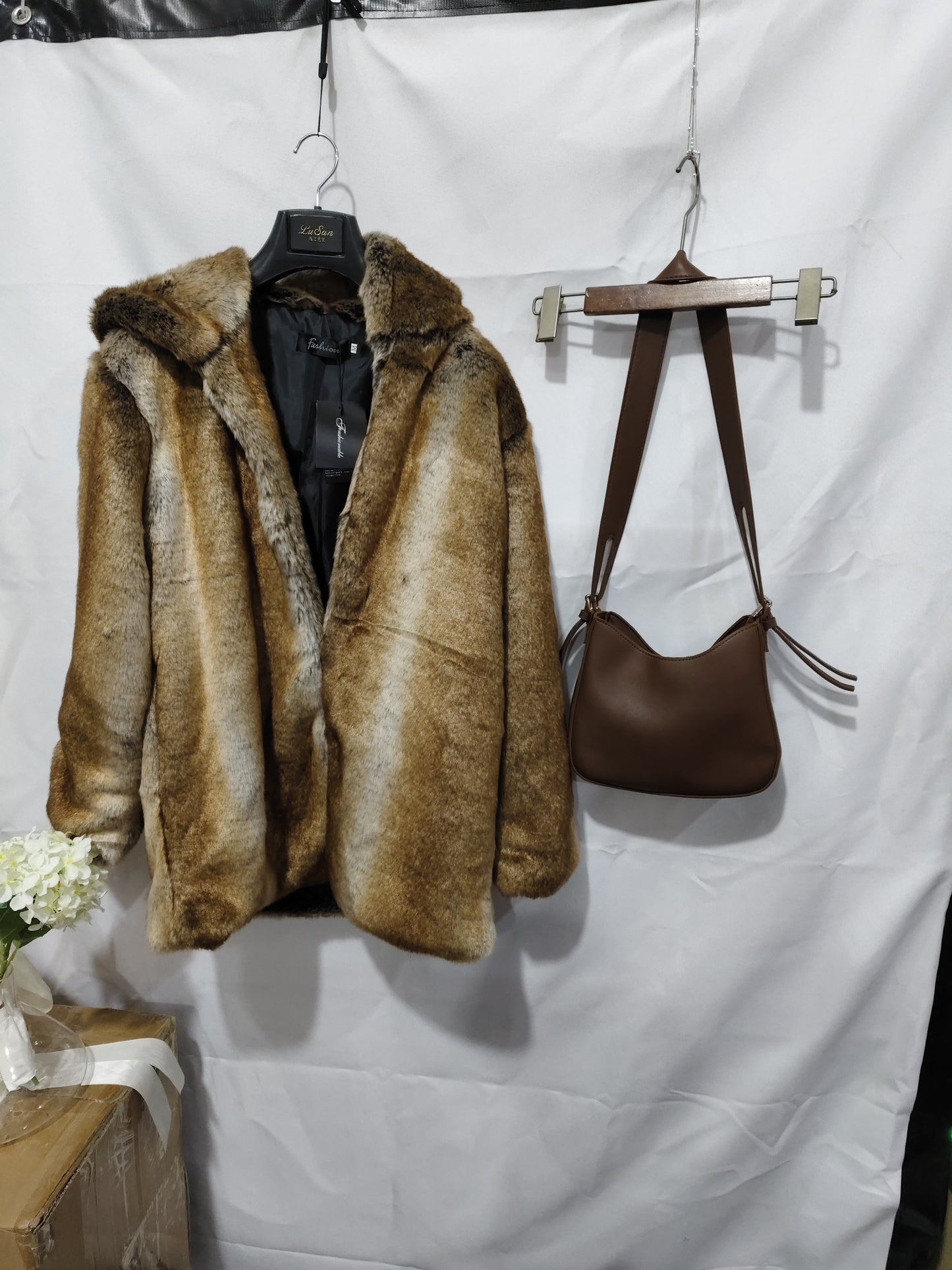 Women's winter fur coat, premium faux fur