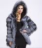 Women's medium length fashion fur coat, elegant design, premium faux fur