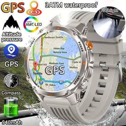 COIUSOR GPS smartwatch with 1.46" AMOLED HD display, LED flashlight