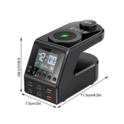 240W Langaton Latausasema – All-in-One Digitaalikello, Herätyskello ja Pikalataus