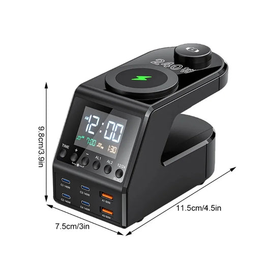 240W Langaton Latausasema – All-in-One Digitaalikello, Herätyskello ja Pikalataus