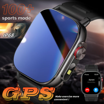 GPS smartwatch with 2.01" extra large display, for outdoor activities, LED flashlight