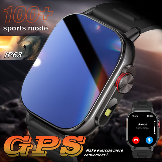 GPS smartwatch with 2.01" extra large display, for outdoor activities, LED flashlight