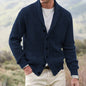 Men's turn-down collar cardigan, thick wool-like
