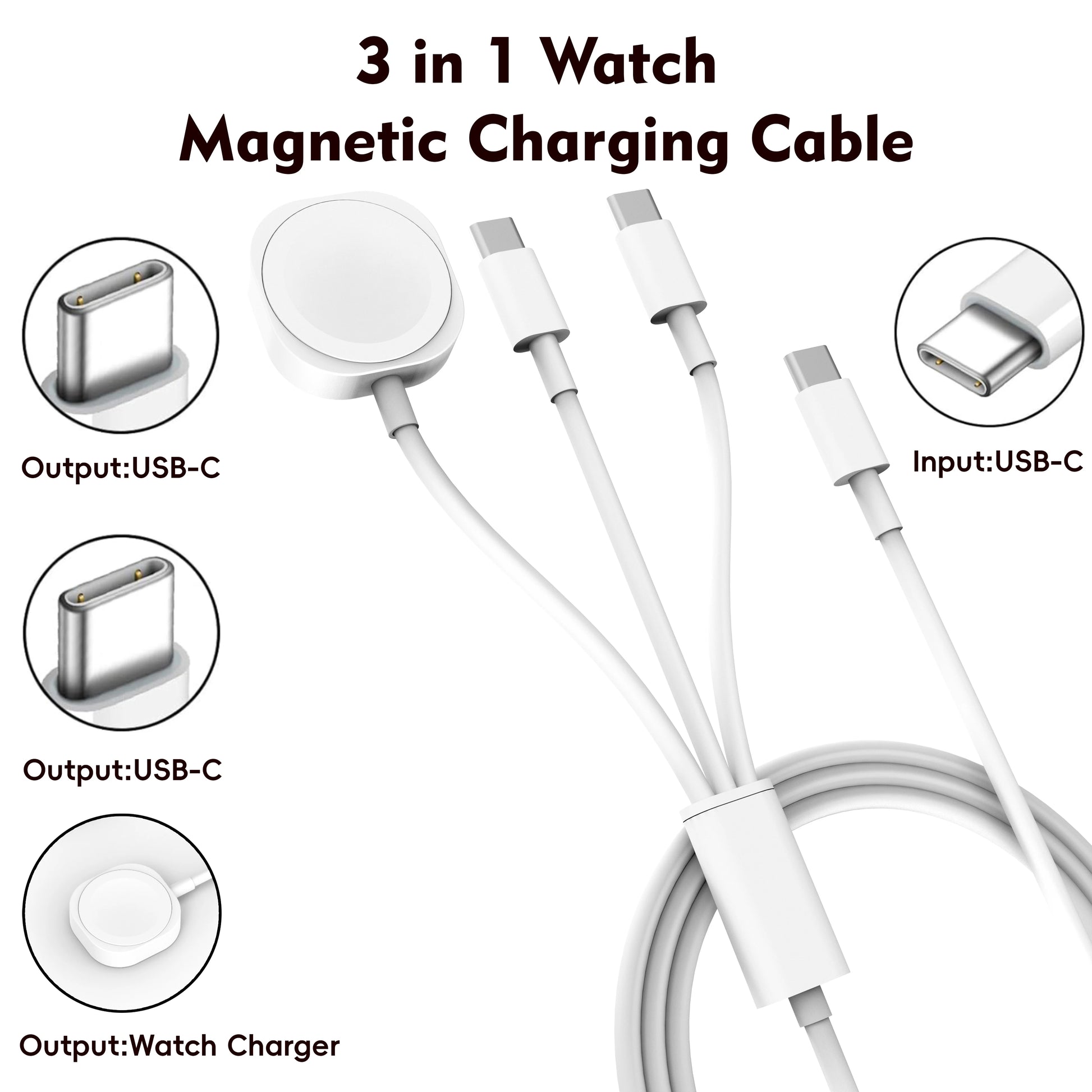 3 in 1 Watch Magnetic Charging Cable