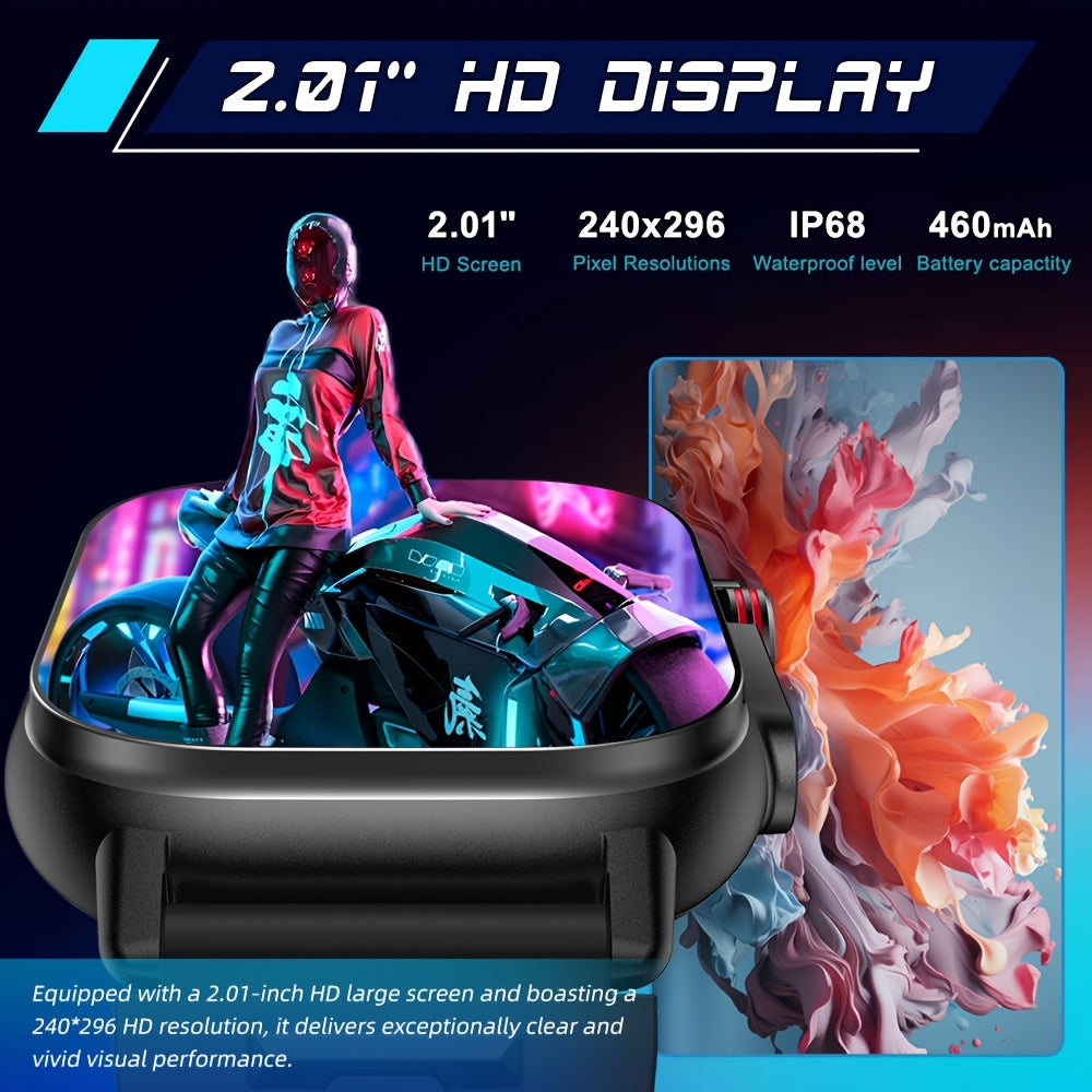 GPS smartwatch with 2.01" extra large display, for outdoor activities, LED flashlight