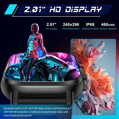 GPS smartwatch with 2.01" extra large display, for outdoor activities, LED flashlight