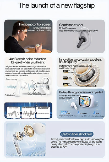 Smart headphones with LCD touchscreen