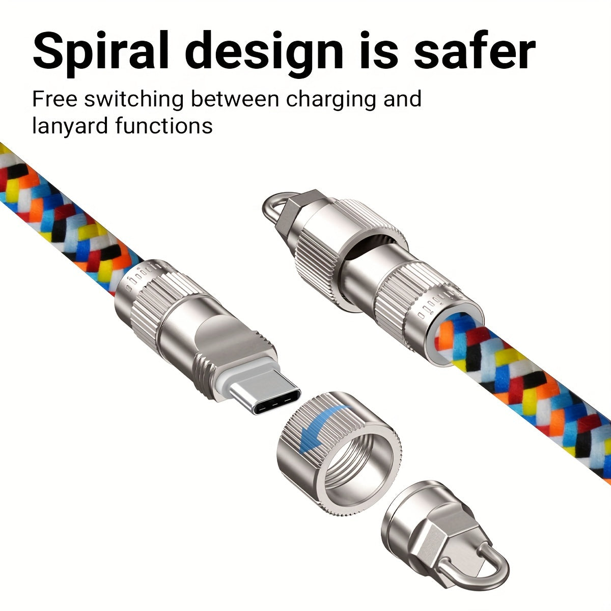 Phone strap fast charging cable combination, 60W, C-type