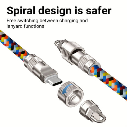 Phone strap fast charging cable combination, 60W, C-type