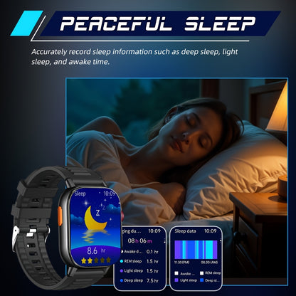 GPS smartwatch with 2.01" extra large display, for outdoor activities, LED flashlight