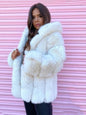 Women's medium length fashion fur coat, elegant design, premium faux fur