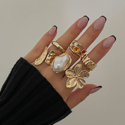 French-style Baroque pearl ring, full package