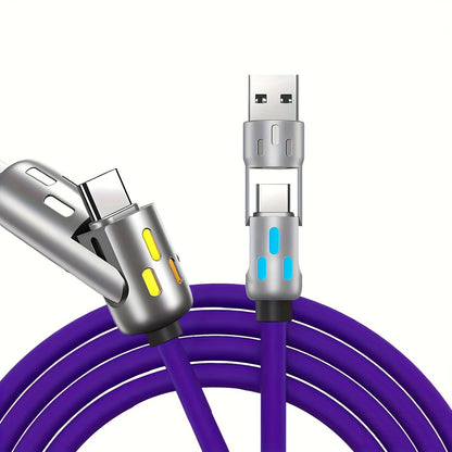 4-in-1 Fast Charging Cable, Silicone Coated