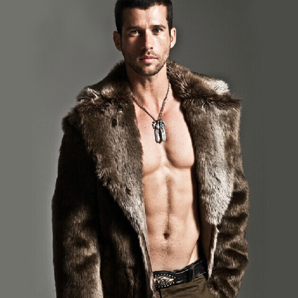Men's premium fur coat, elegant with a suit collar