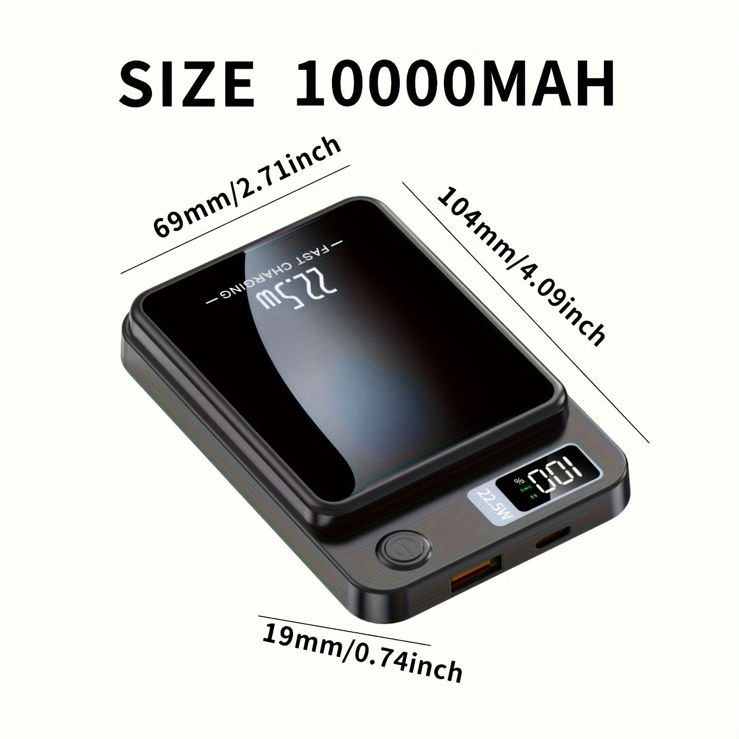 Powerbank 10000mAh 22.5W, wireless charging, magnetic attachment to phone