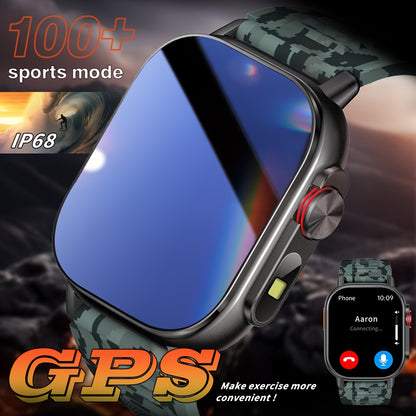 GPS smartwatch with 2.01" extra large display, for outdoor activities, LED flashlight