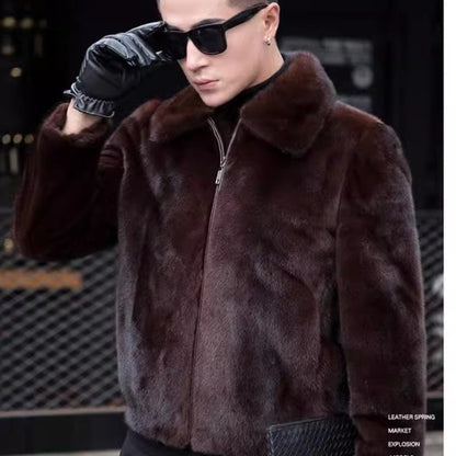 Men's Mink fur coat, premium faux fur