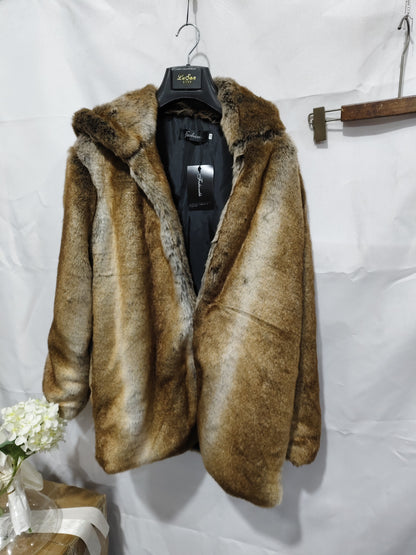 Women's winter fur coat, premium faux fur