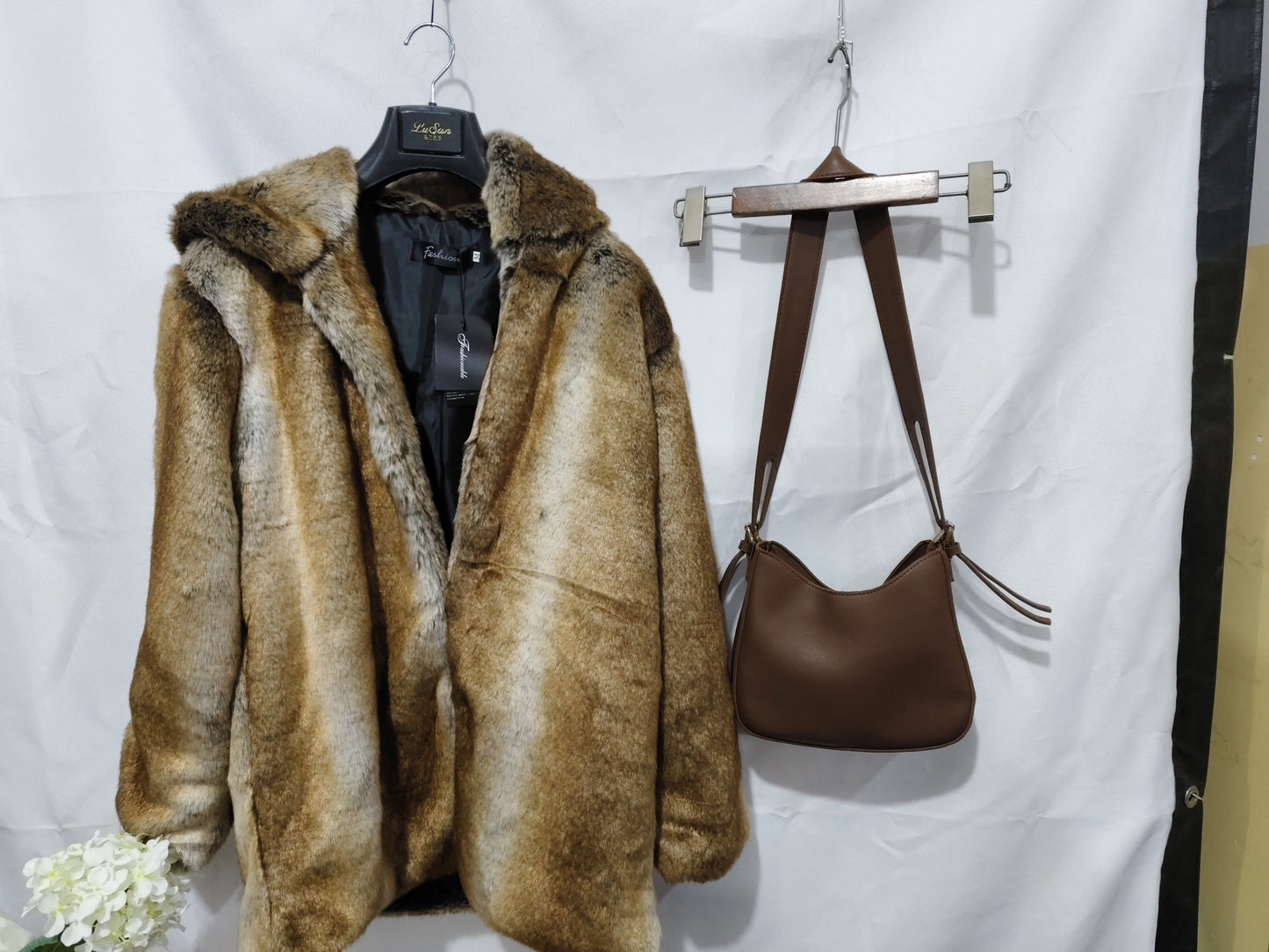 Women's winter fur coat, premium faux fur