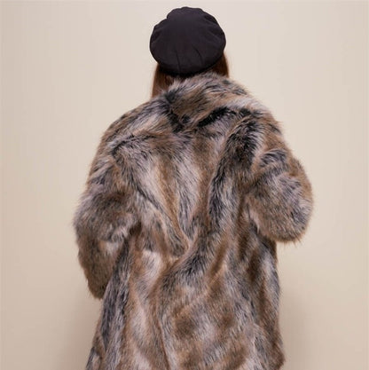 Women's fashion fur coat, warm faux fur