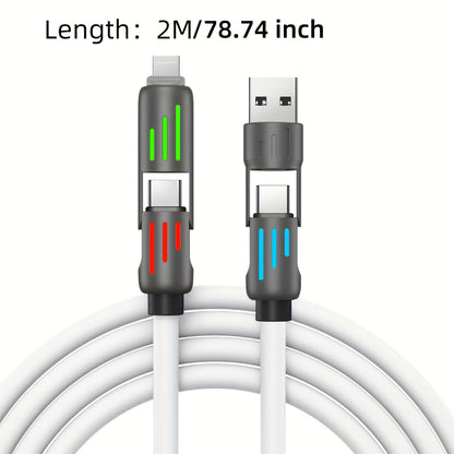 4-in-1 Fast Charging Cable, Silicone Coated