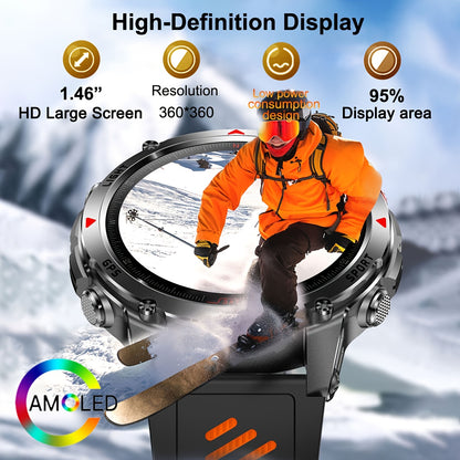 COIUSOR GPS smartwatch with 1.46" AMOLED HD display, LED flashlight