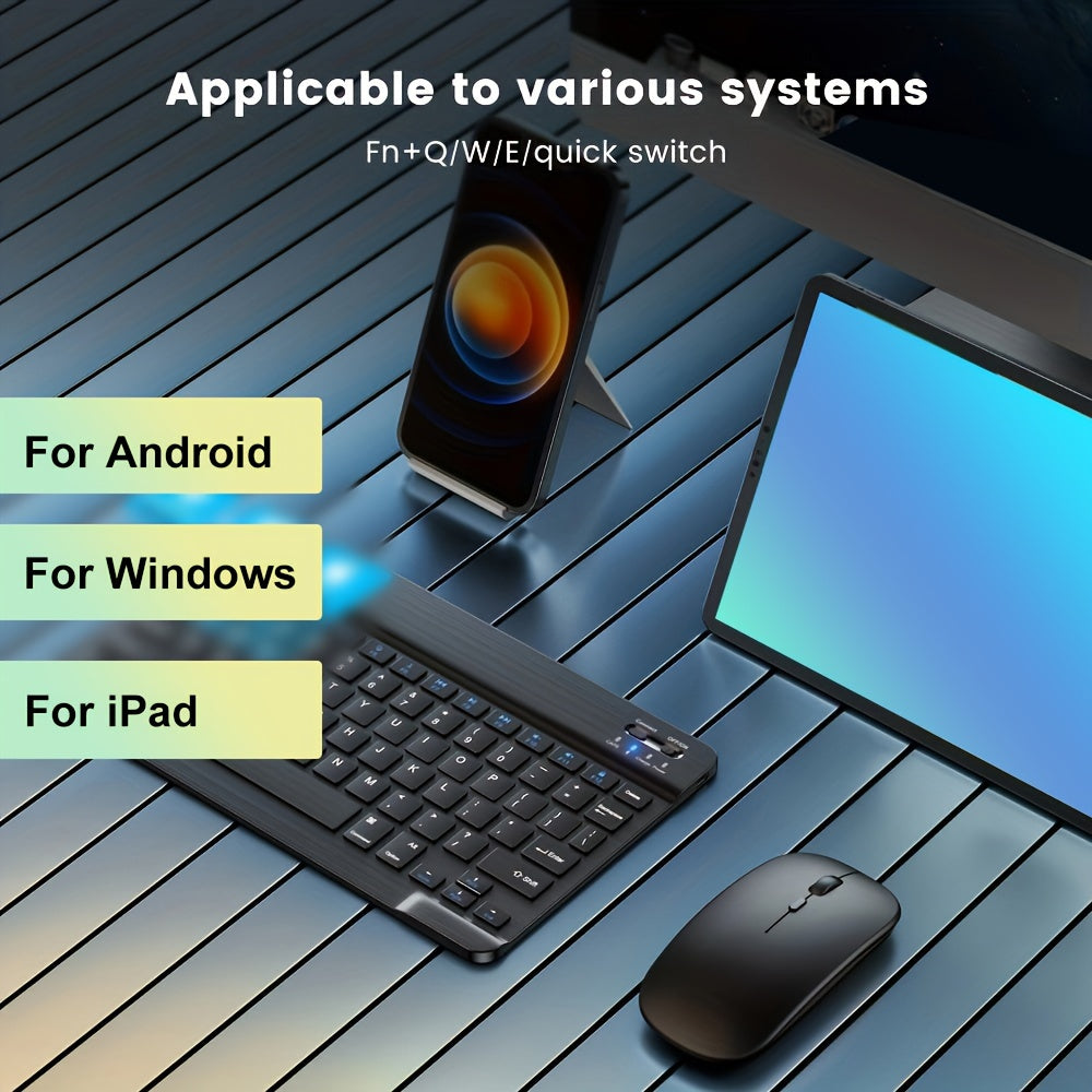 Wireless keyboard and mouse set for tablets, rechargeable