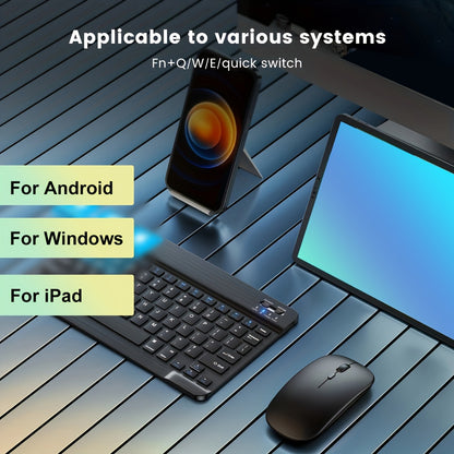 Wireless keyboard and mouse set for tablets, rechargeable