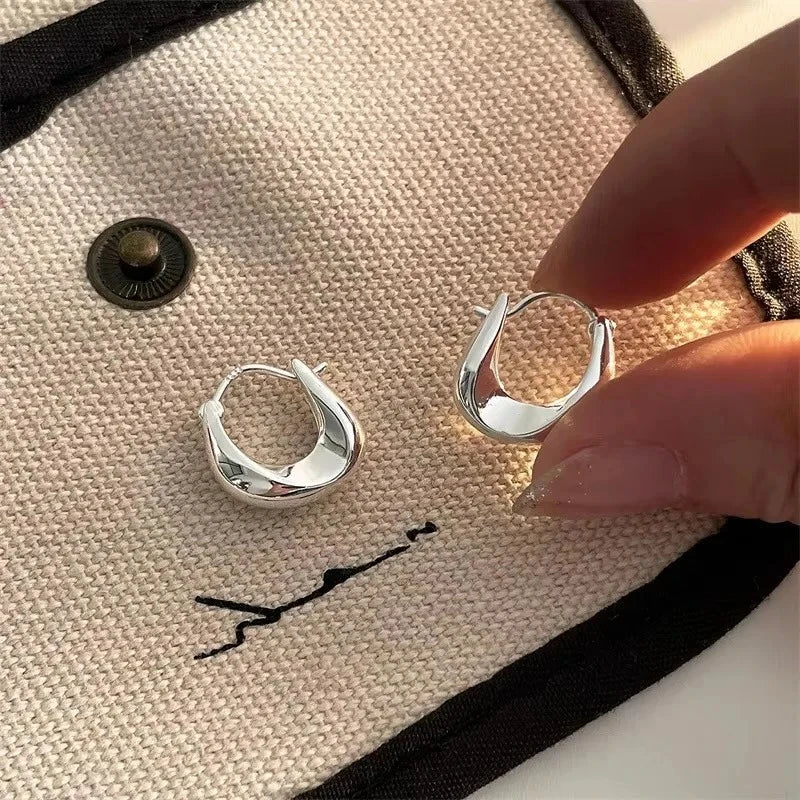 925 Silver hoop earrings, trendy chunky style